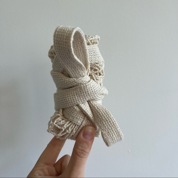 Cream mesh minimalist market tote beach vacation - Picture 8 of 8